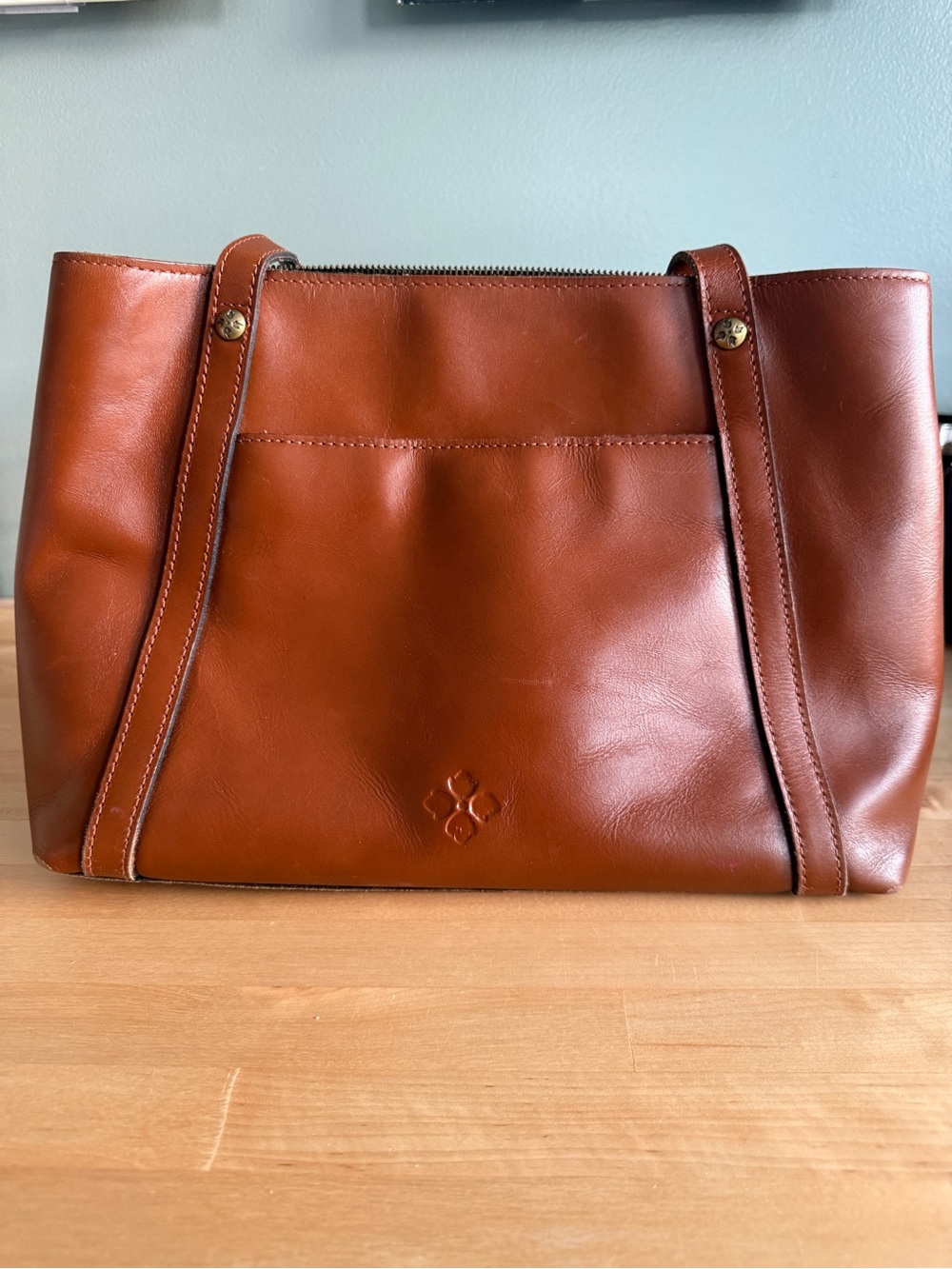 Patricia Nash Brown Leather Tote Bag Organizer Shoulder Bag